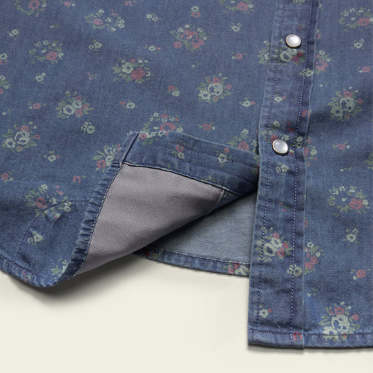 H Bar B Snapshirt - Bouquets: Washed Indigo