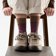 Load image into Gallery viewer, Women's Everyday Pin Stripe Crew Socks - zero cushion
