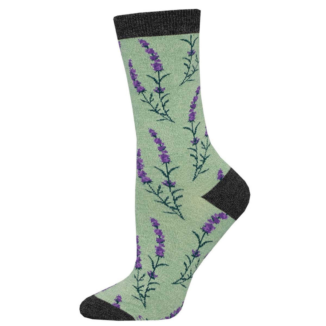 Lovely Lavender- Graphic Bamboo Crew Socks - Women