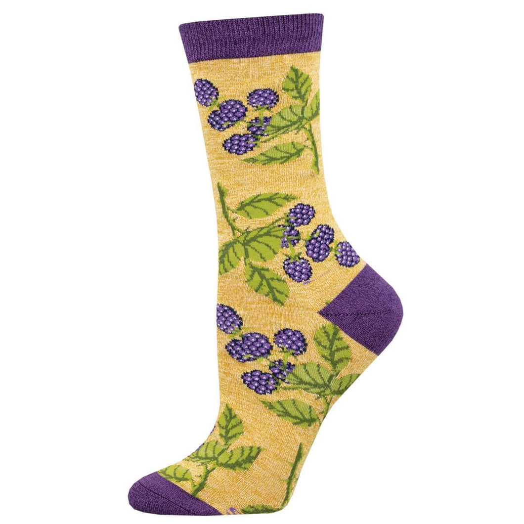 Bunch of Blackberries- Graphic Bamboo Crew Socks - Women