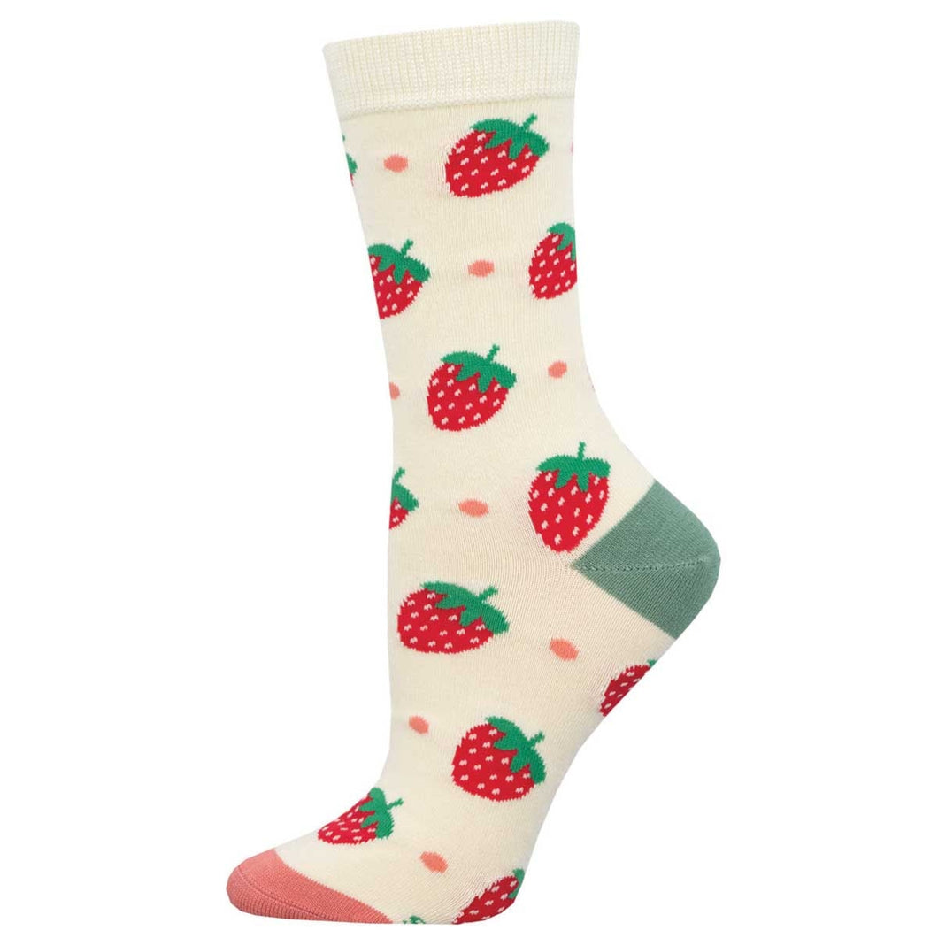 Strawberry Delight - Graphic Bamboo Crew Socks - Women
