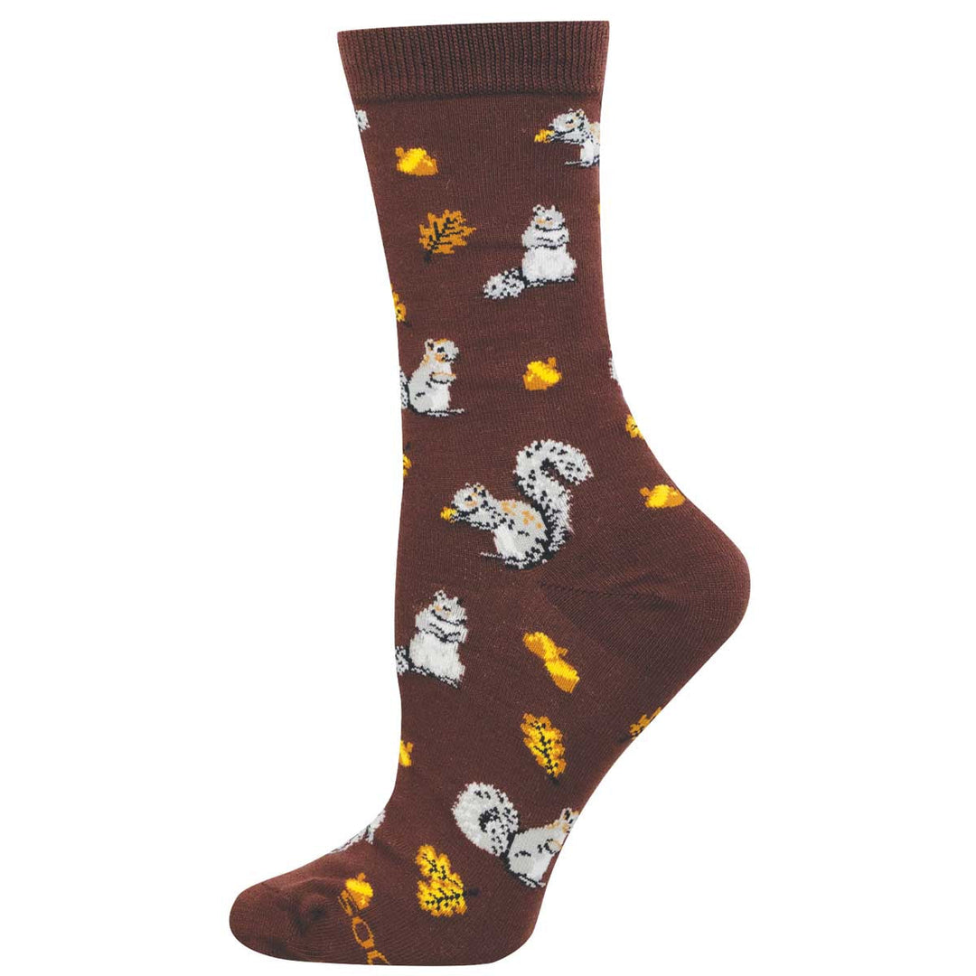 Squirrels in the Forest- Graphic Bamboo Crew Socks - Women