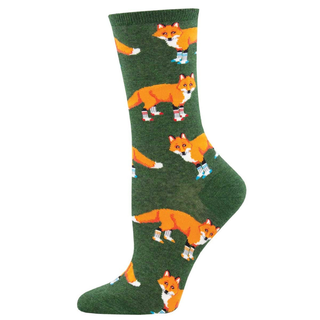 Socksy Foxes - Graphic Cotton Crew Socks - Women