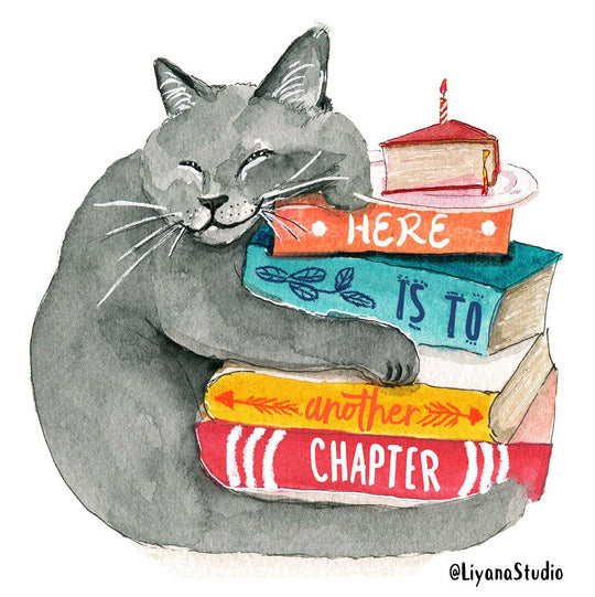 Book Lover Cat - Funny Birthday Card