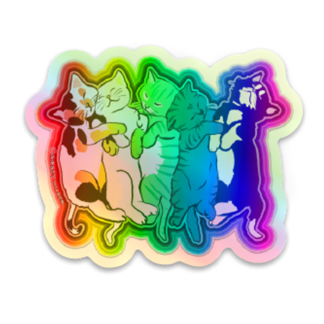 Holographic Rainbow Kittens Sticker