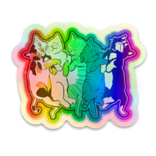 Holographic Rainbow Kittens Sticker