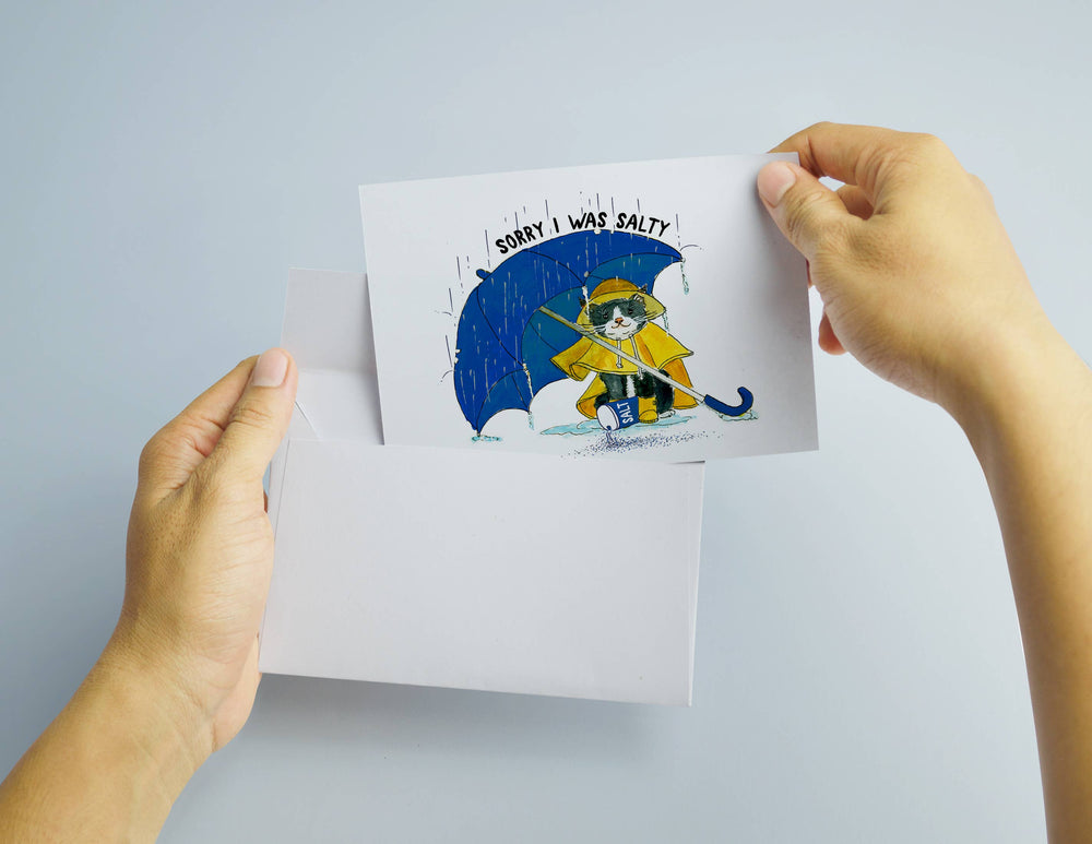 Salty Cat Sorry Apology - Sympathy Card