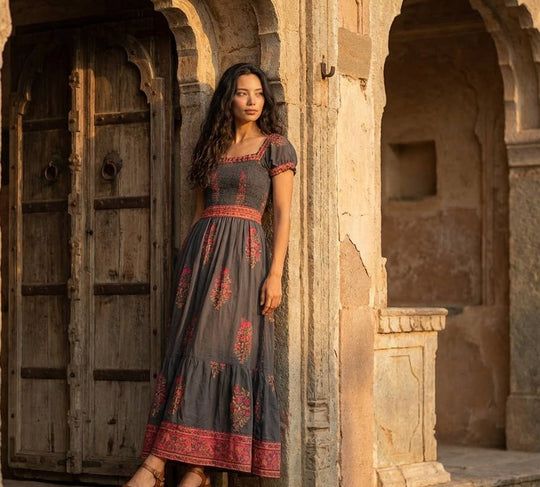 Block Printed Smock Dress