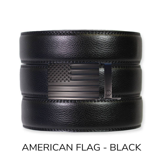 Black Leather Ratchet Belt &amp; Buckle Set