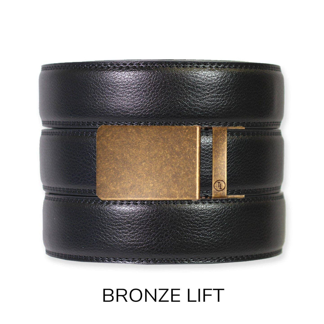 Black Leather Ratchet Belt &amp; Buckle Set