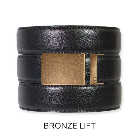 Black Leather Ratchet Belt &amp; Buckle Set