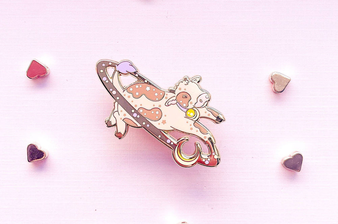 Cosmic Cow Enamel Pin