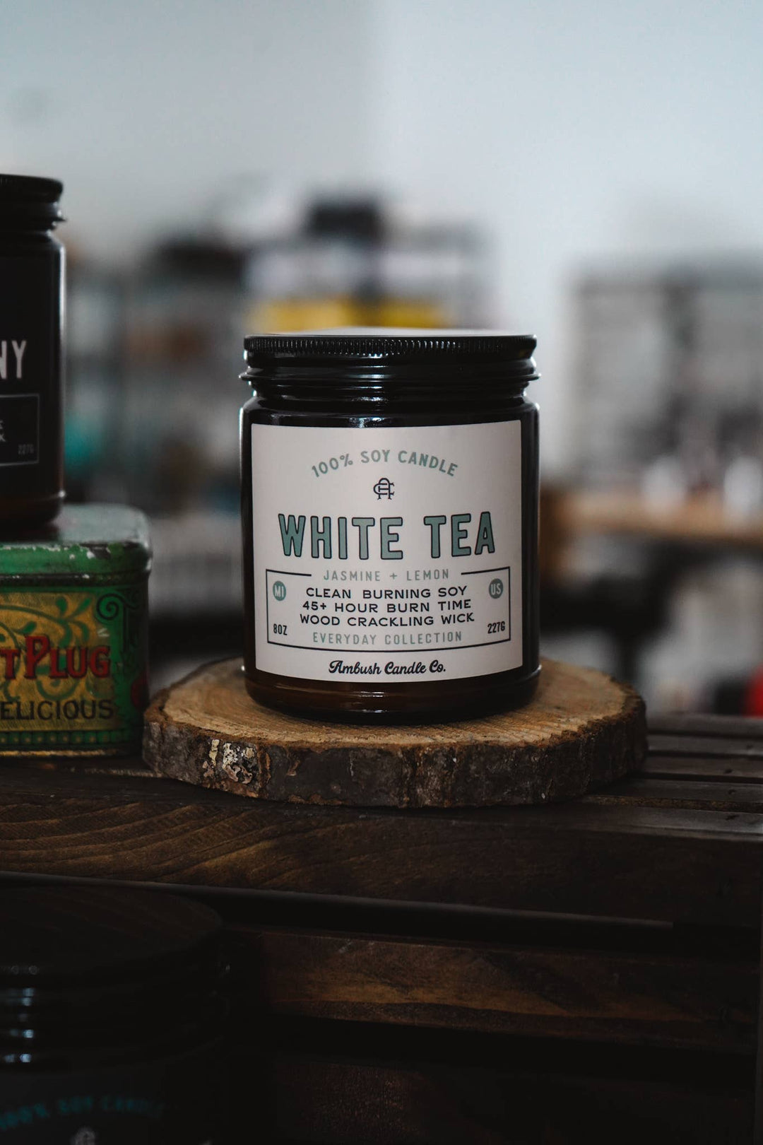 White Tea | Jasmine + Lemon 8oz Soy Candle