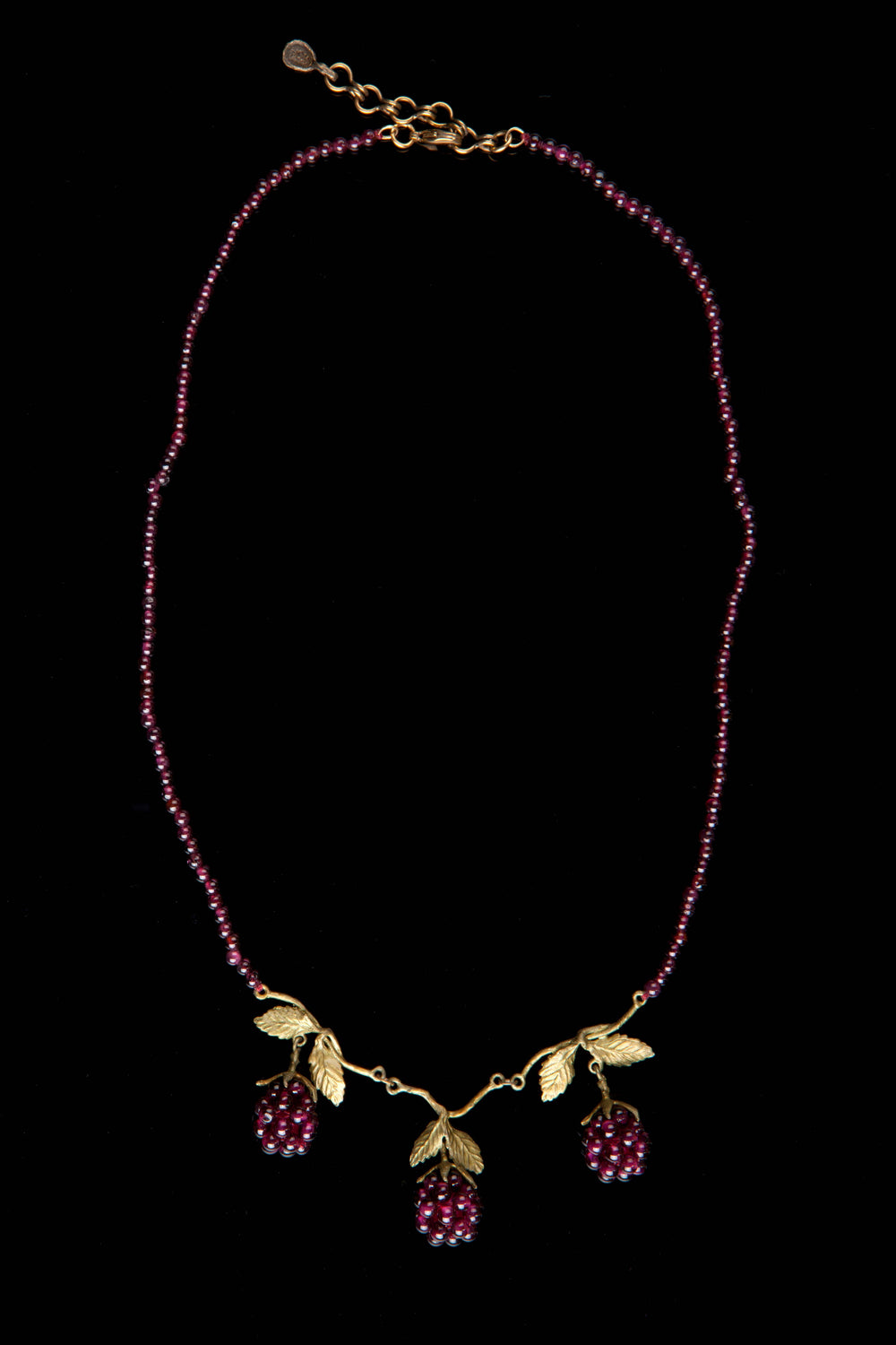 Raspberry Beaded Necklace - 16" Adj.