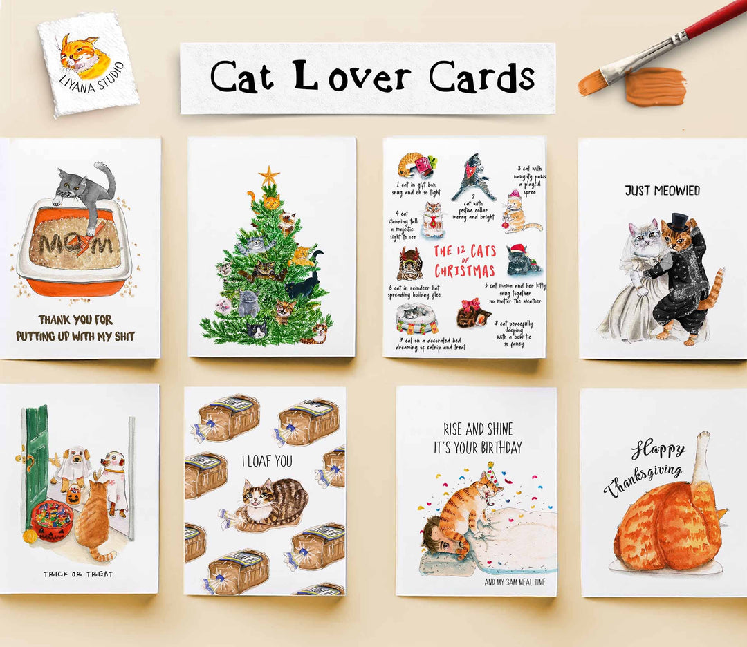 Book Lover Cat - Funny Birthday Card