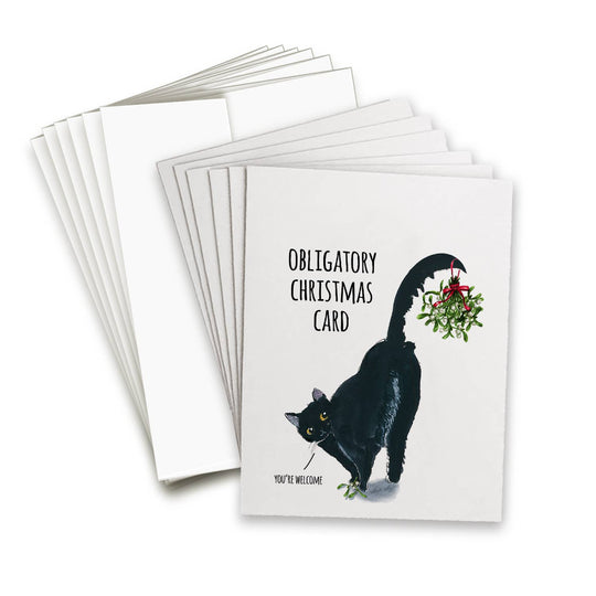 6-pack Black Cat Obligatory Christmas Card Set - Box Set