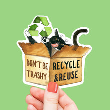 Load image into Gallery viewer, Recycle Box Cat - Funny Vinyl Sticker
