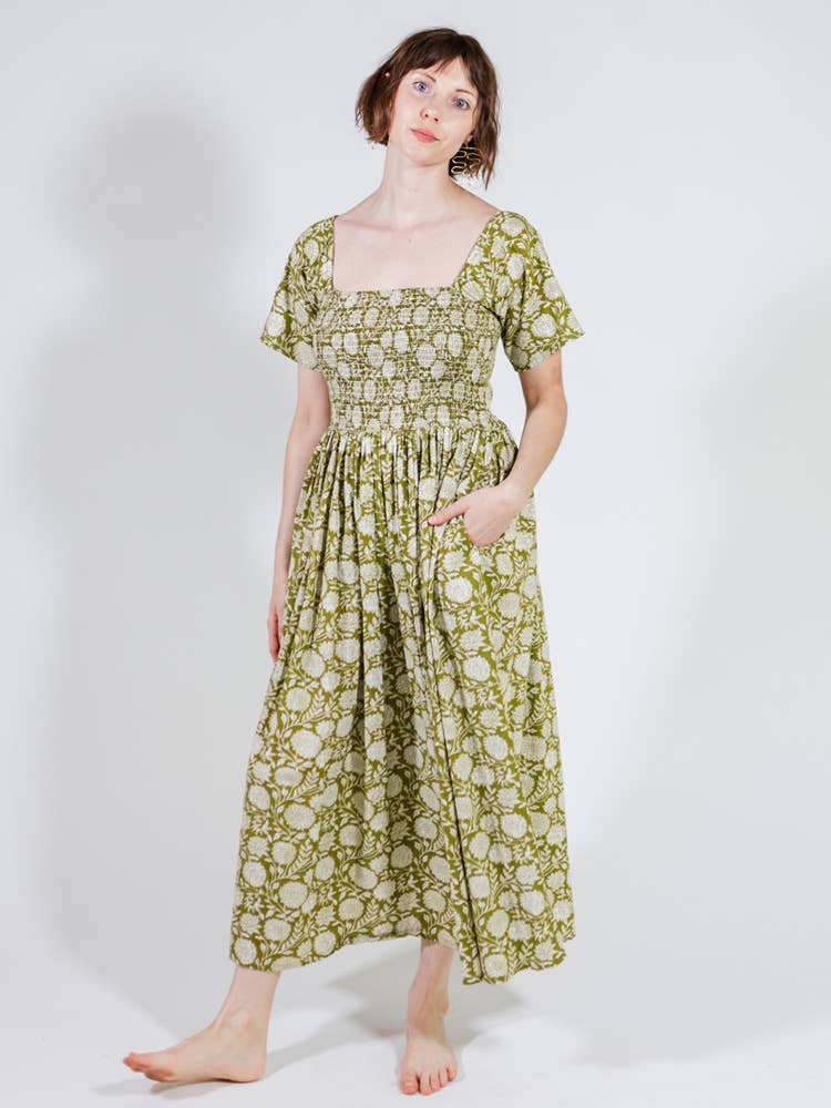 Teddy Midi Dress Pear Floral