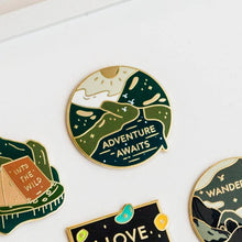 Load image into Gallery viewer, Adventure Awaits Enamel Pin

