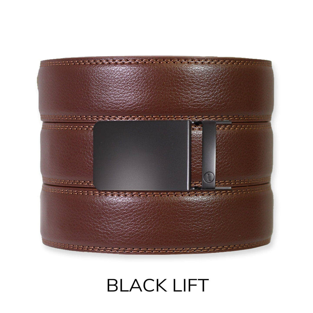 Chestnut Leather Ratchet Belt &amp; Buckle Set