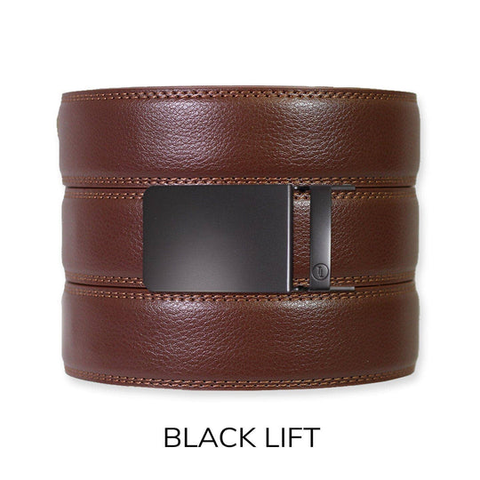 Chestnut Leather Ratchet Belt &amp; Buckle Set