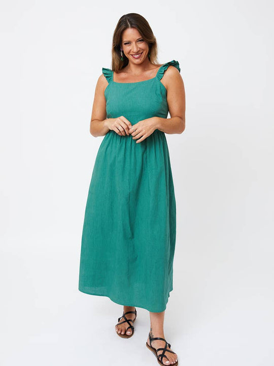 Ruffle Strap Dress Everglade