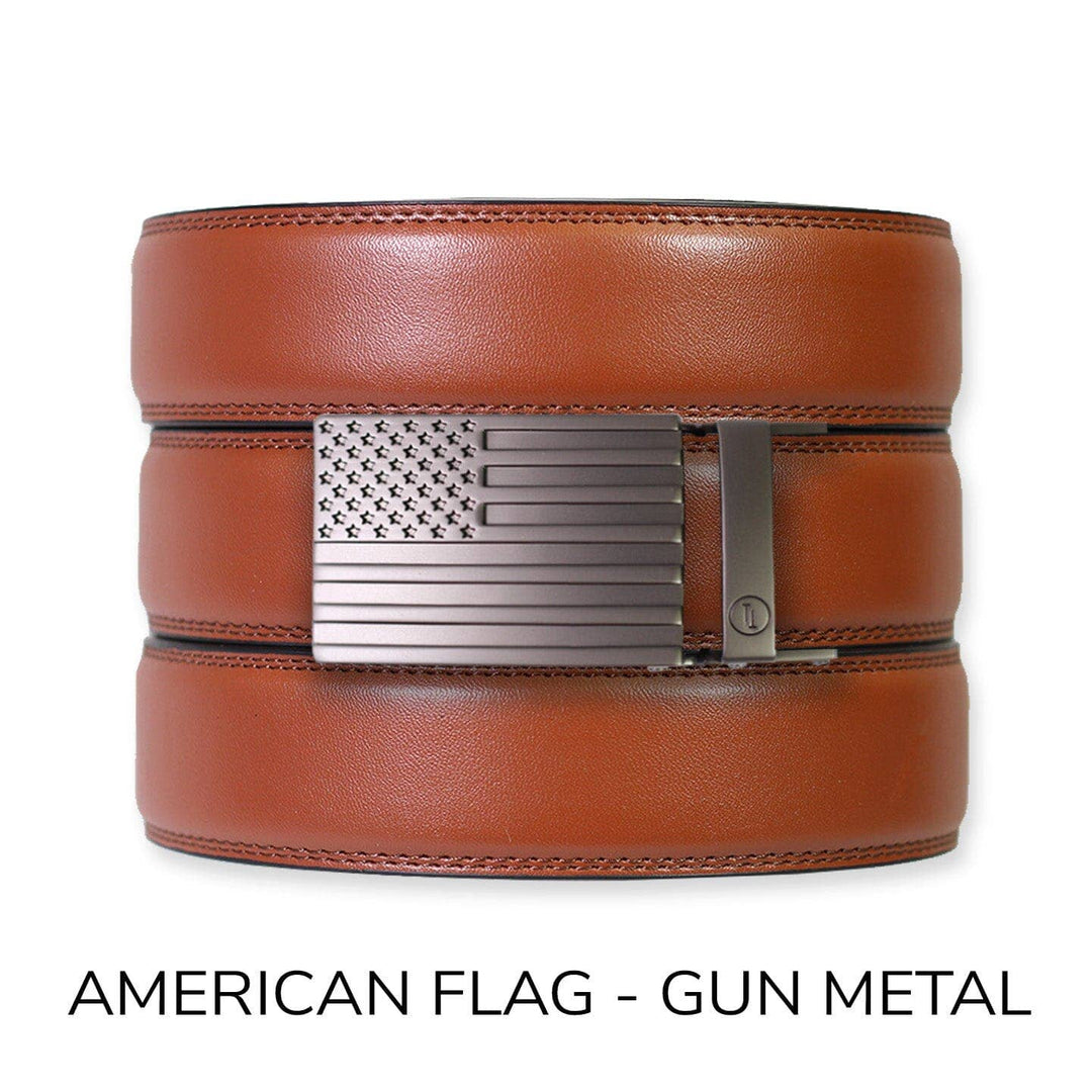 Chili Brown Leather Ratchet Belt &amp; Buckle Set