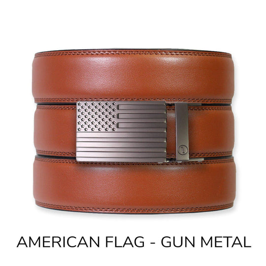 Chili Brown Leather Ratchet Belt &amp; Buckle Set