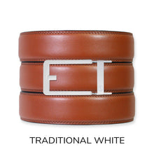 Load image into Gallery viewer, Chili Brown Leather Ratchet Belt &amp; Buckle Set
