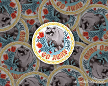 Load image into Gallery viewer, Go Away Raccoon Hex Sign PA Dutch Vinyl Sticker
