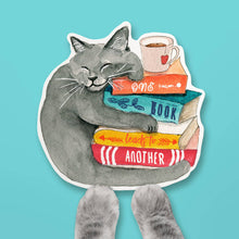 Load image into Gallery viewer, Book Lover Cat - Cute Vinyl Sticker
