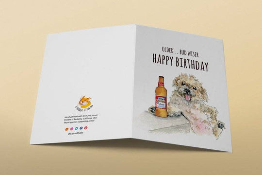 Older Budwiser Dog - Funny Birthday Card