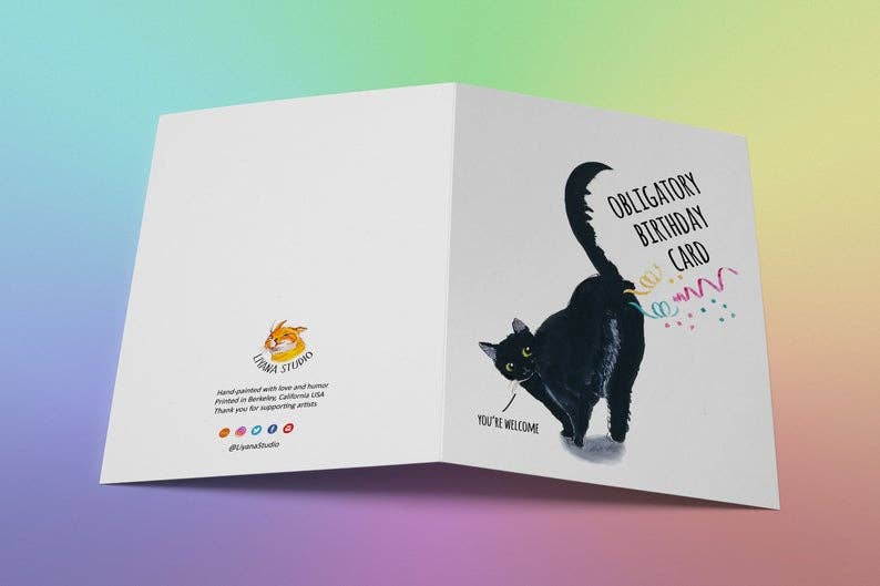 Black Cat Fart - Funny Birthday Card