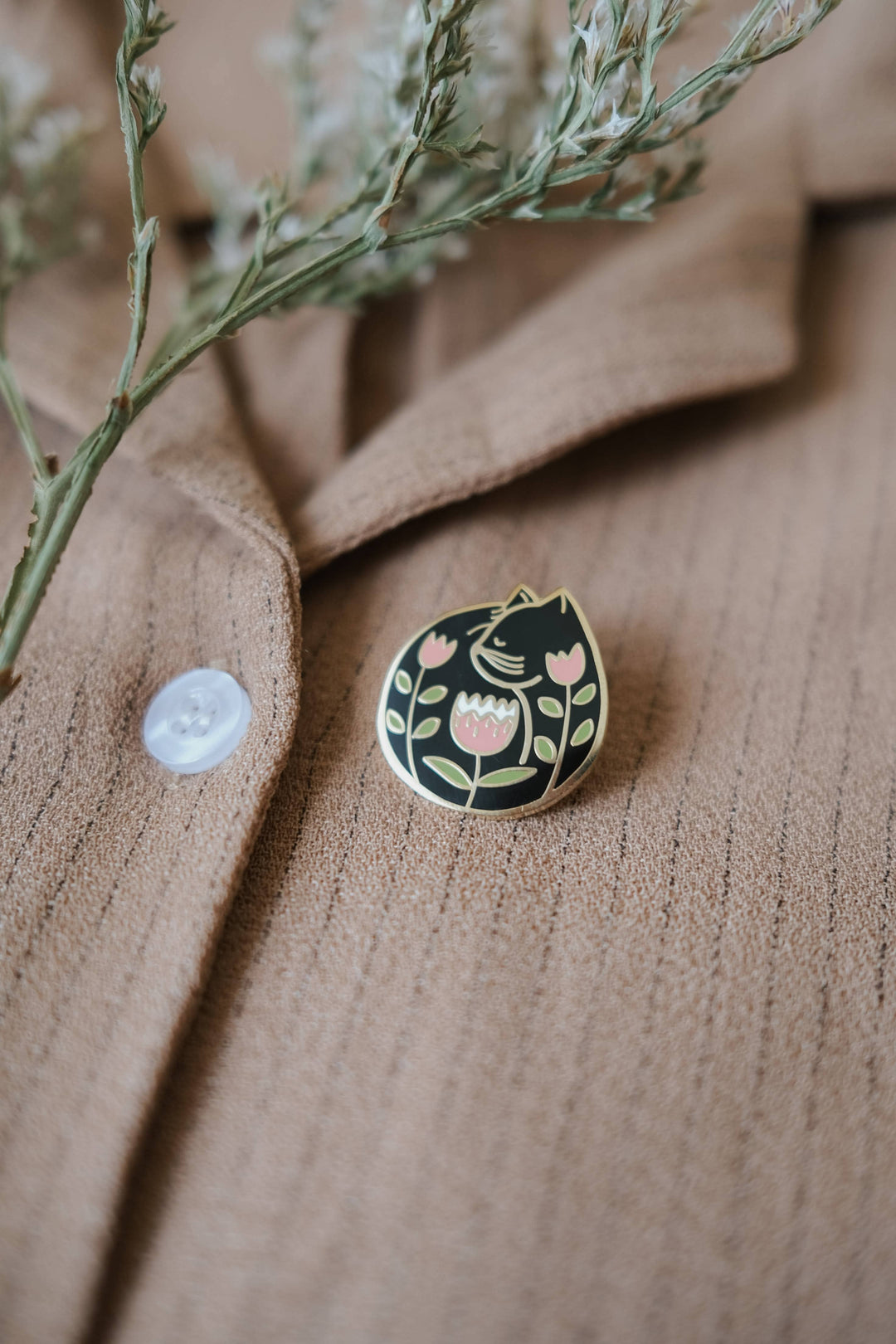 Cat Nap (Black) Enamel Pin (With Locking Clasp)