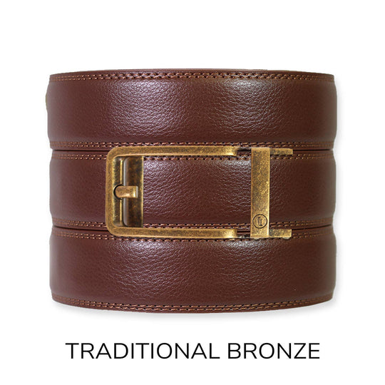 Chestnut Leather Ratchet Belt &amp; Buckle Set