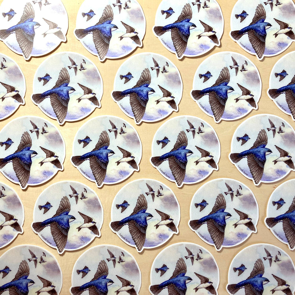 Vinyl Sticker - Tree Swallows Flying