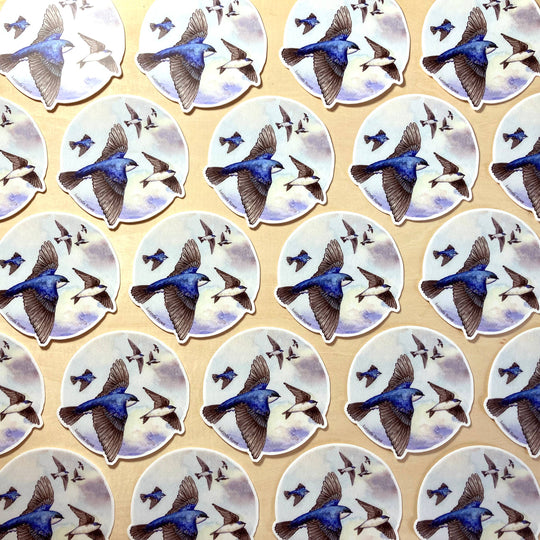 Vinyl Sticker - Tree Swallows Flying