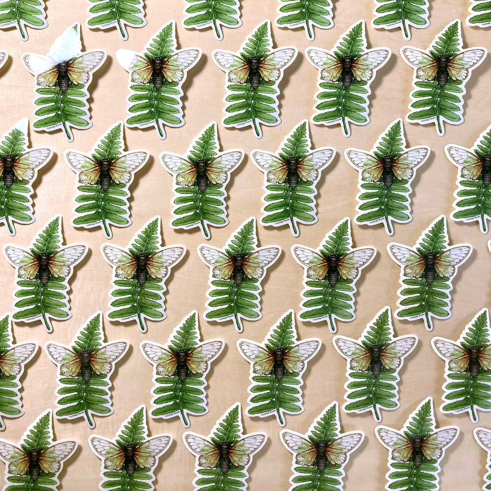 Cicada on Fern - Vinyl Sticker -