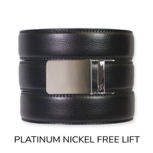 Load image into Gallery viewer, Black Leather Ratchet Belt &amp; Buckle Set
