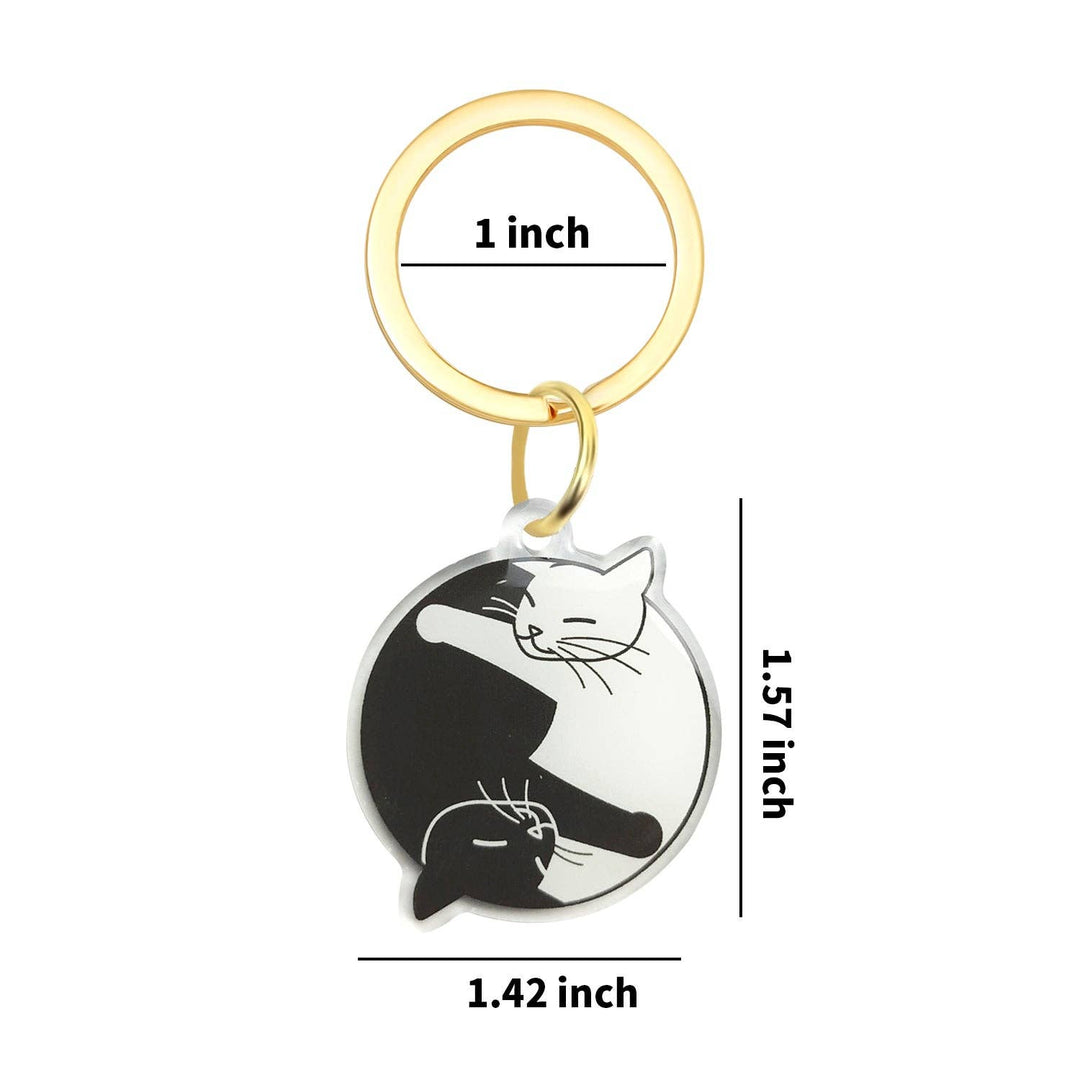 Yin Yang Cat Acrylic Keychain - Black &amp; White Cat Lovers