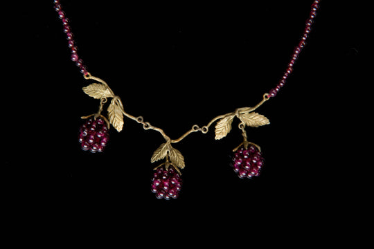 Raspberry Beaded Necklace - 16" Adj.