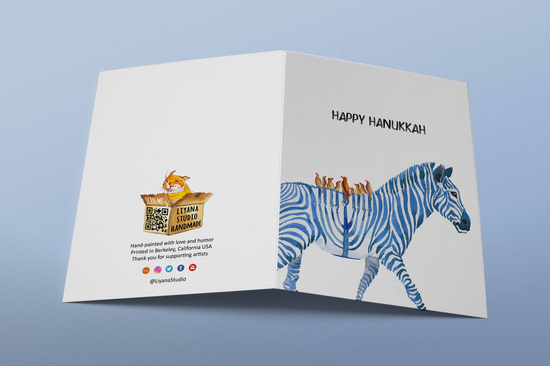 Zebra Menorah - Funny Hanukkah Card