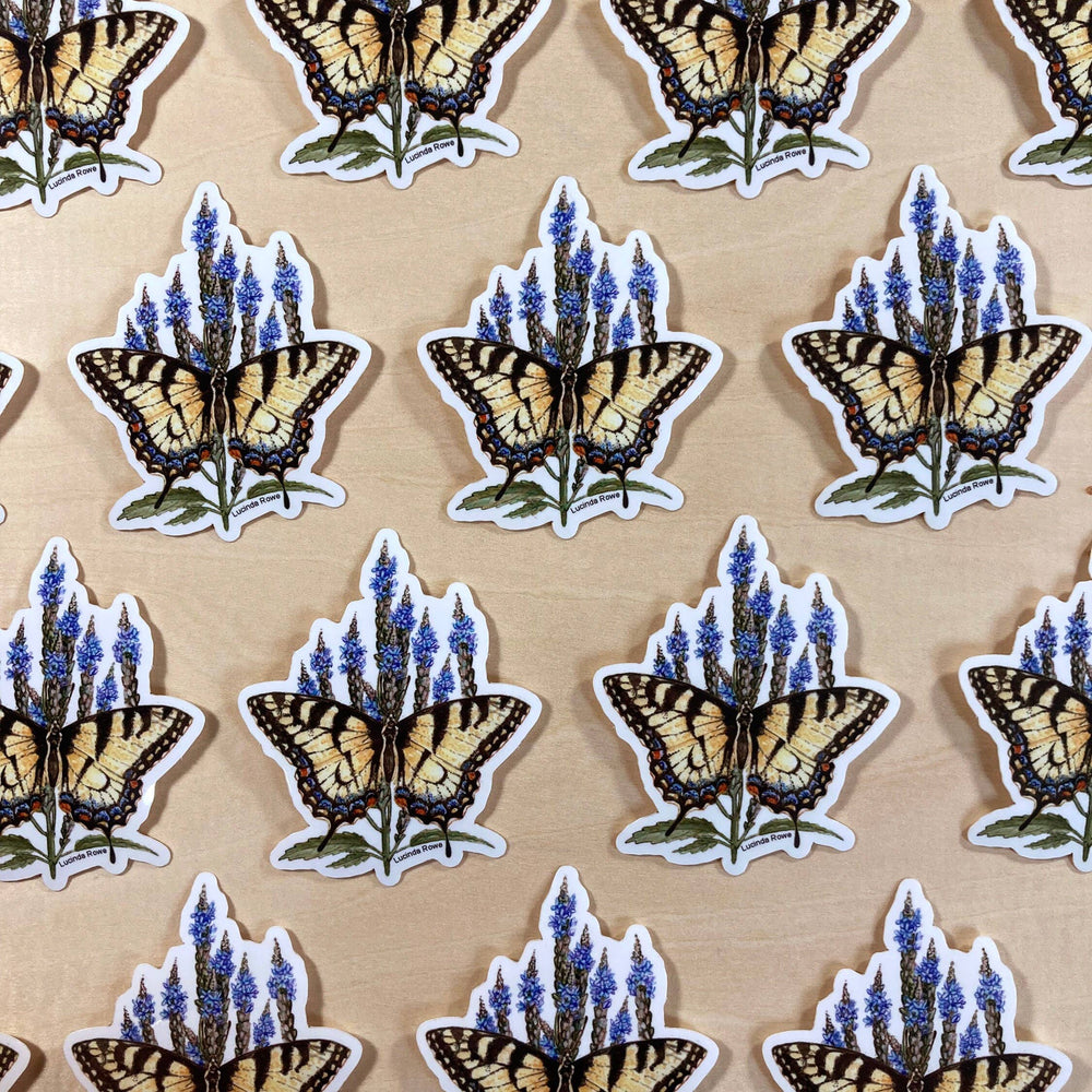 Eastern Tiger Swallowtail On Vervain - Vinyl Sticker -
