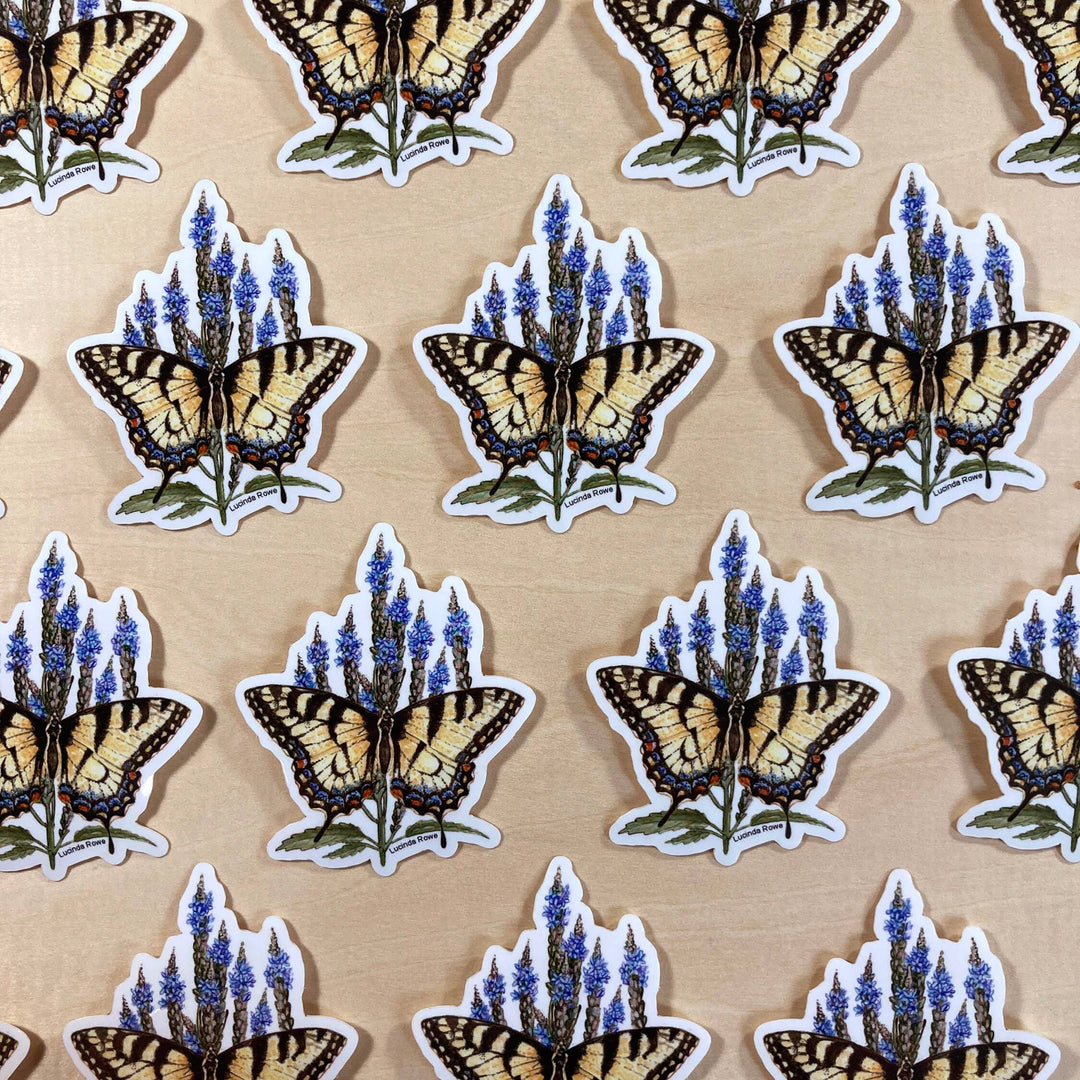 Eastern Tiger Swallowtail On Vervain - Vinyl Sticker -