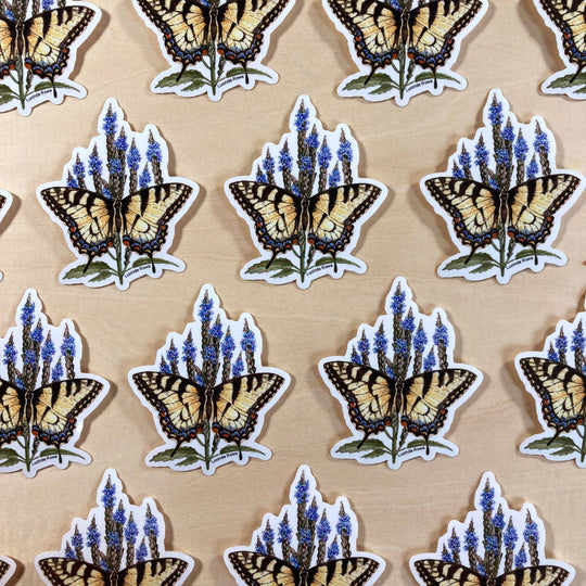 Eastern Tiger Swallowtail On Vervain - Vinyl Sticker -