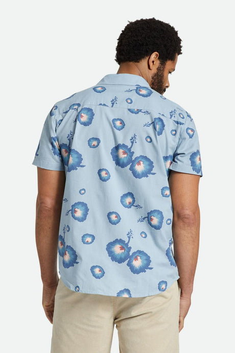 CHARTER PRINT S/S WVN - DUSTY BLUE/PACIFIC BLUE/CORAL