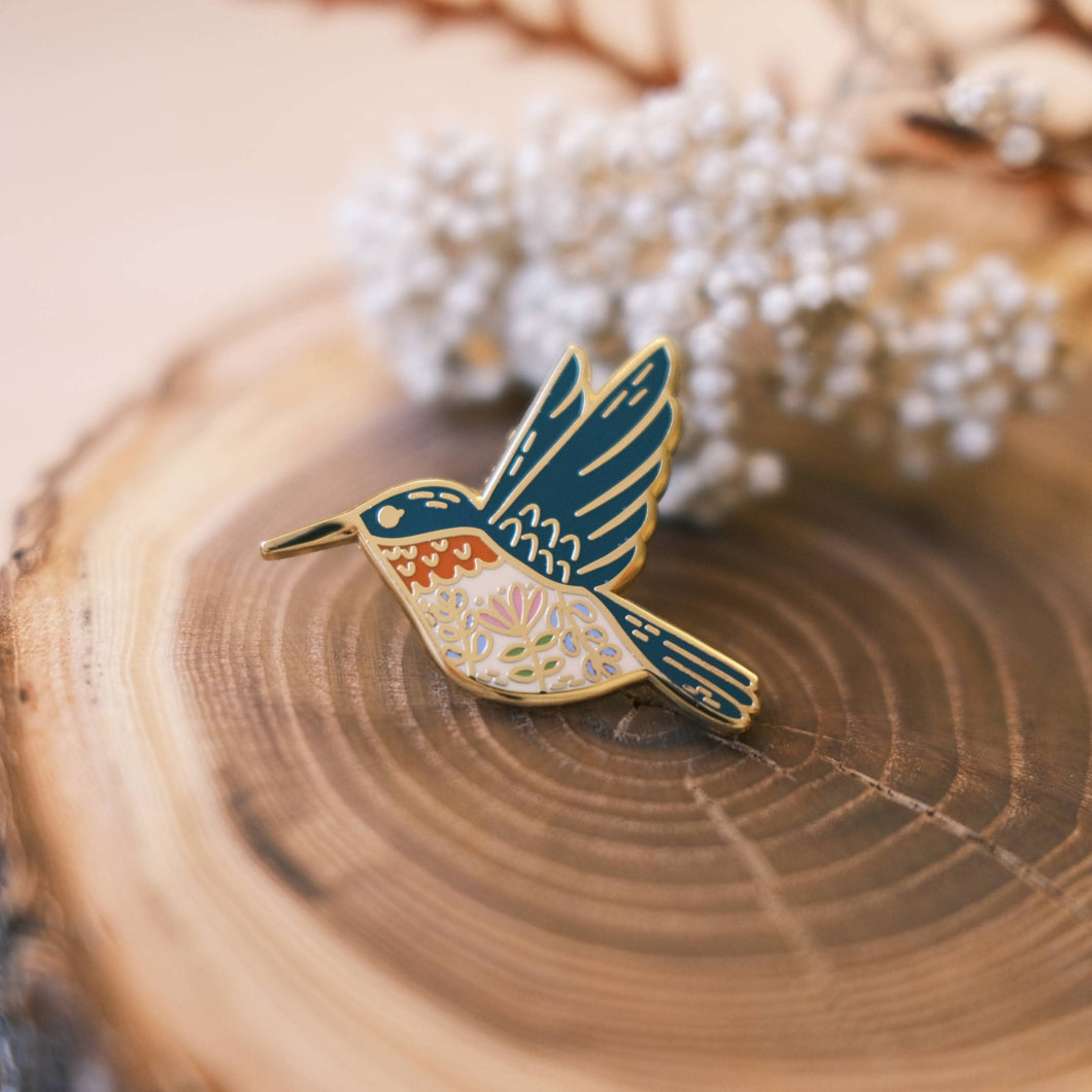 Hummingbird (Green) Enamel Pin