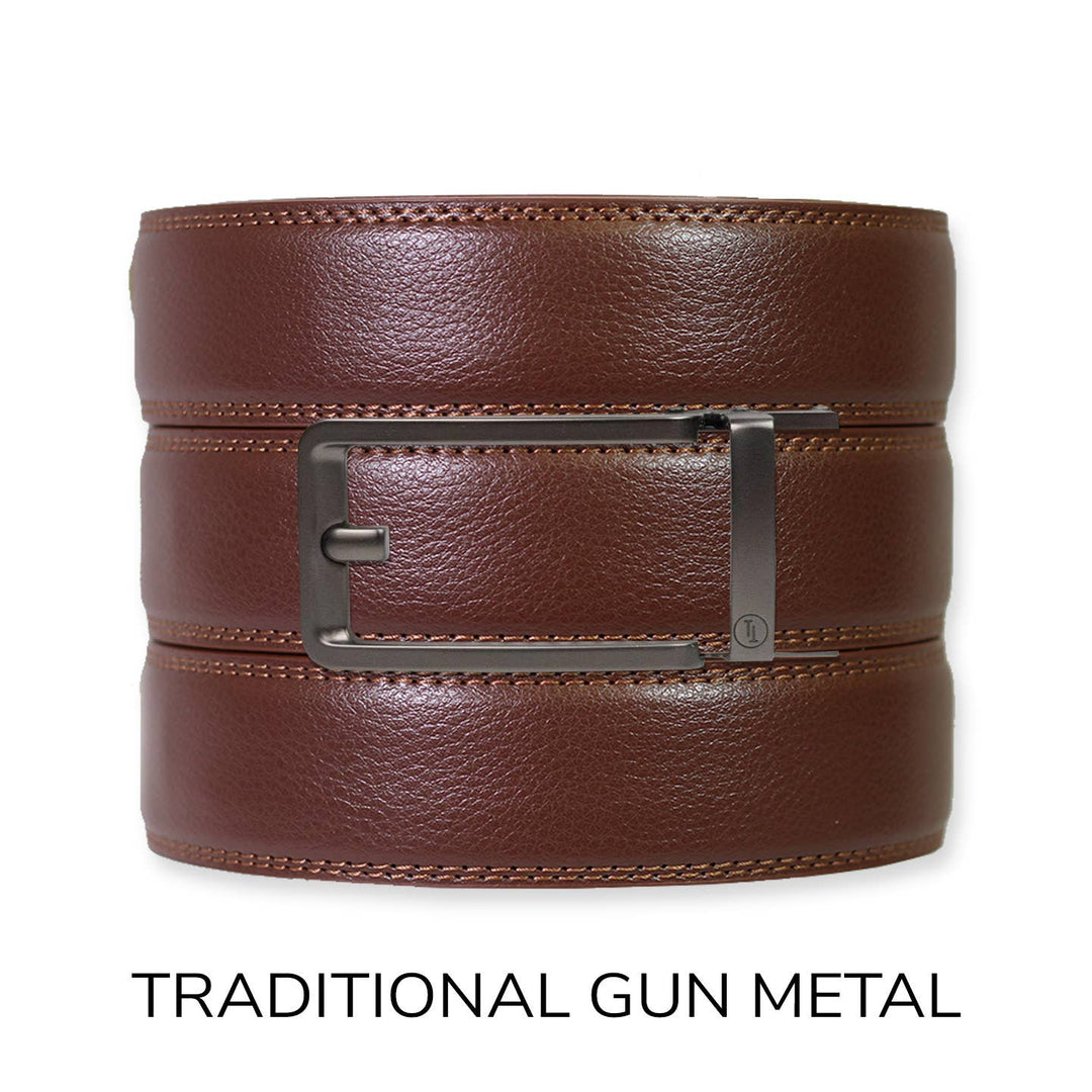 Chestnut Leather Ratchet Belt &amp; Buckle Set