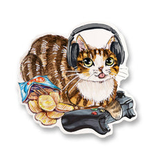 Load image into Gallery viewer, Video Gaming Cat - Nerdy Vinyl Sticker
