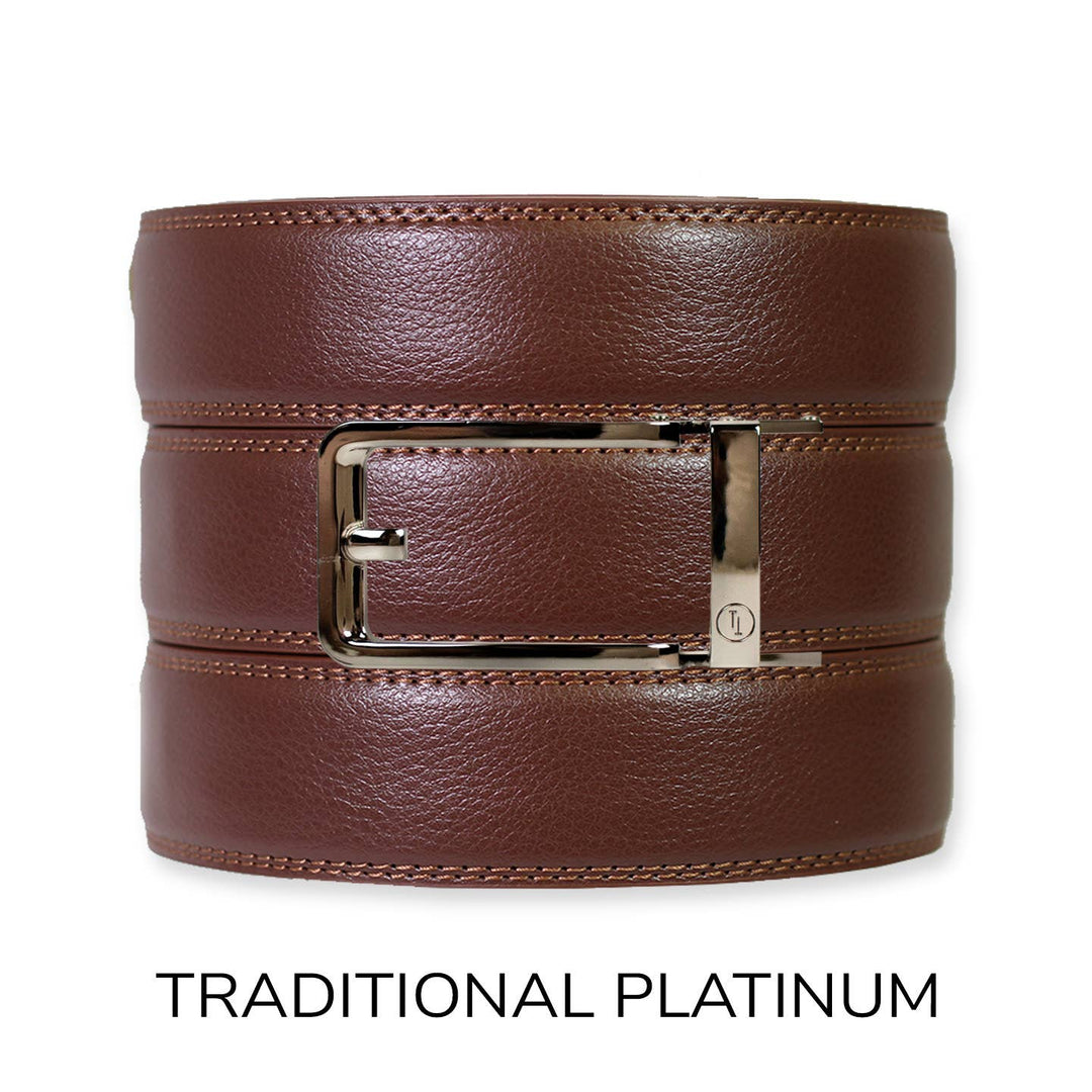 Chestnut Leather Ratchet Belt &amp; Buckle Set
